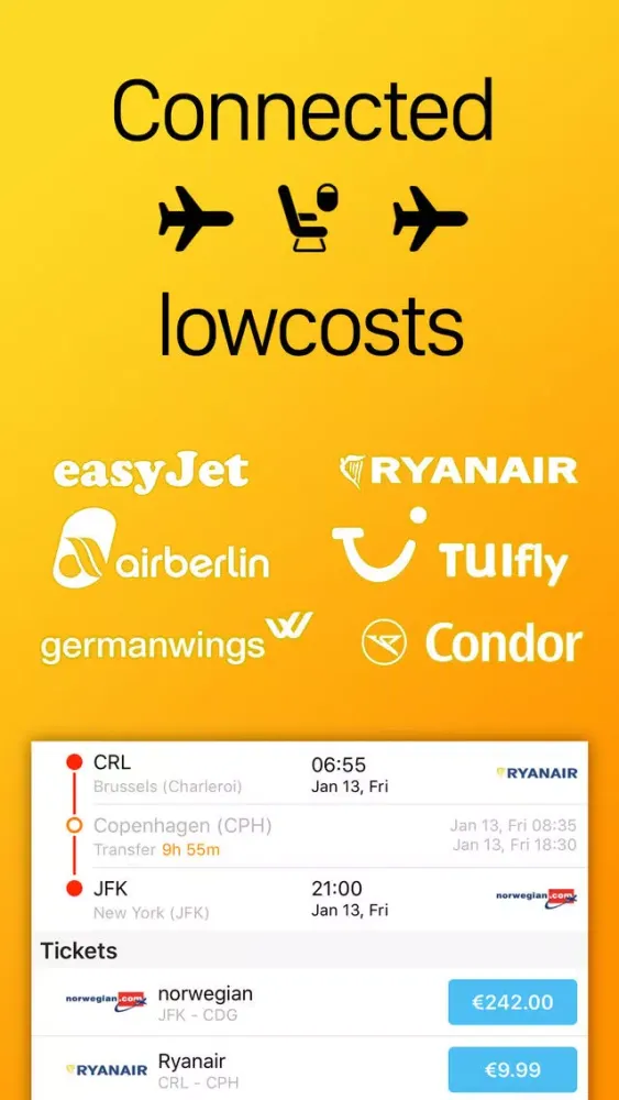 Lowcost Airlines - WizzAir, Ryanair, Norwegian,... स्क्रीनशॉट