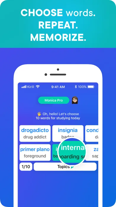 Zrzuty ekranu Monica: Learn English