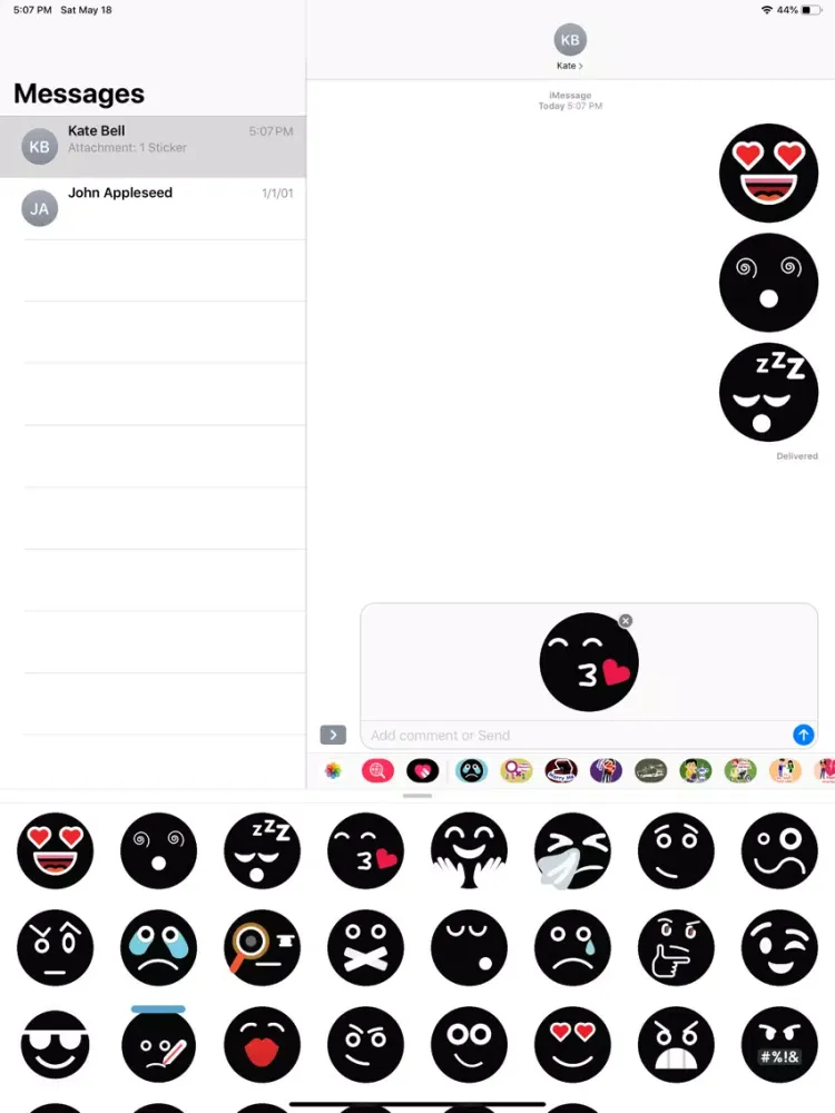 تصاویر Black Funny Emoji Stickers iPad 