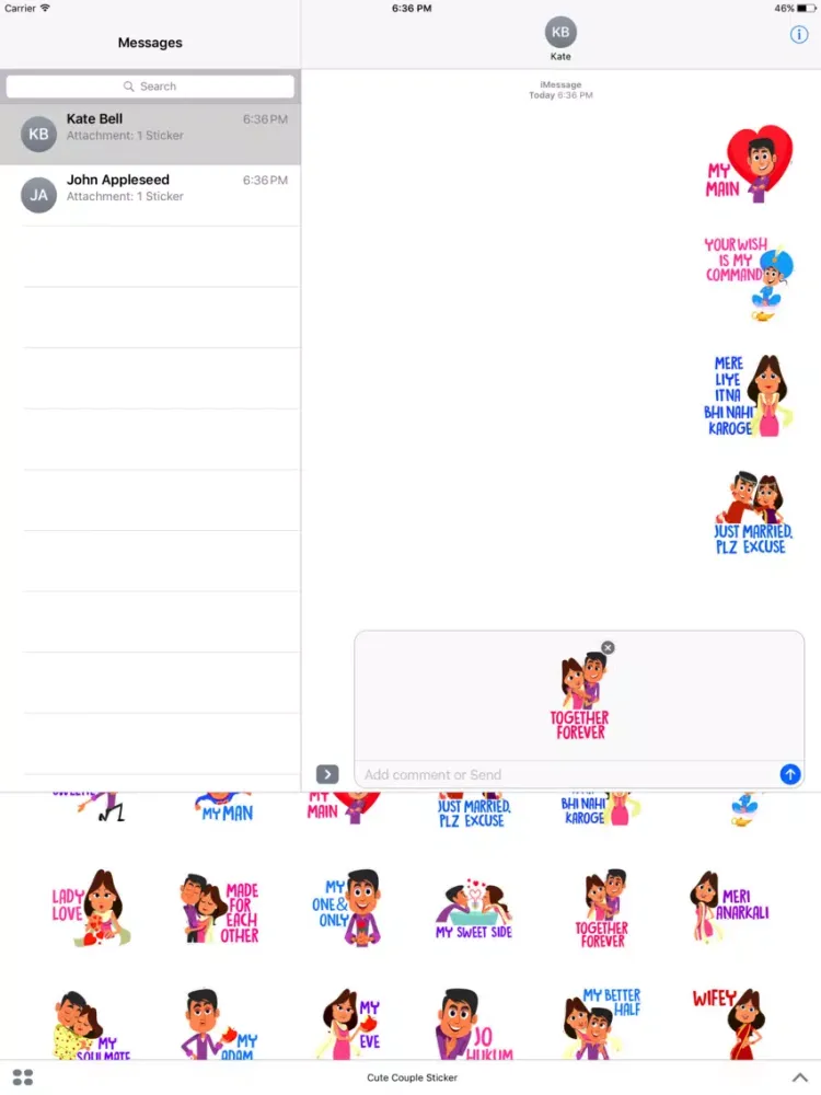 Ảnh chụp màn hình của Cute Couple Stickers iPad 