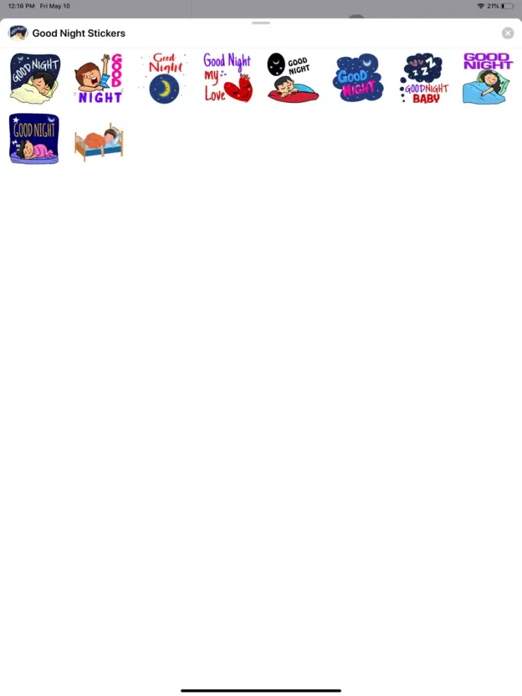 Good Night Sweet Stickers iPad 应用截图