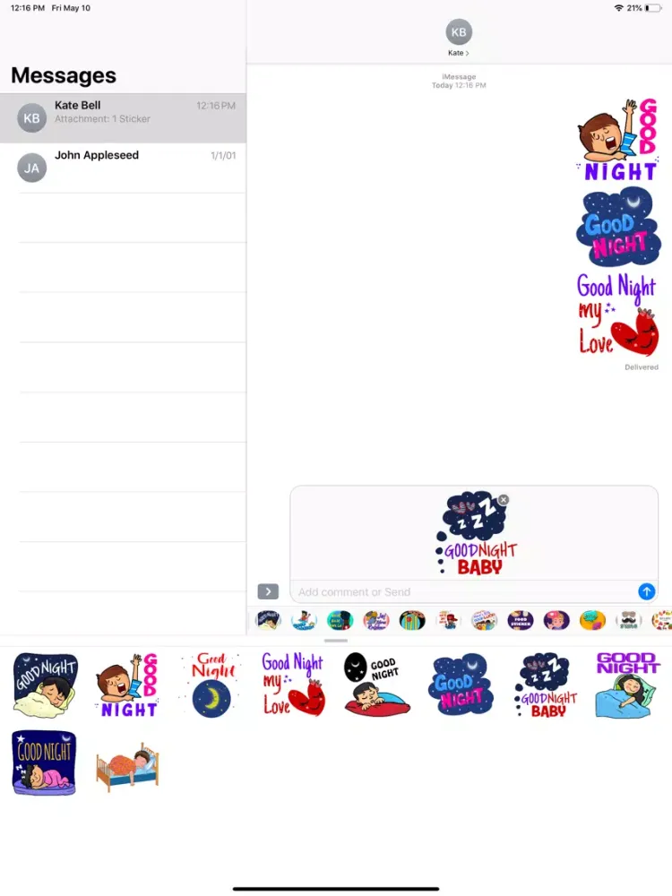 Good Night Sweet Stickers iPad 应用截图