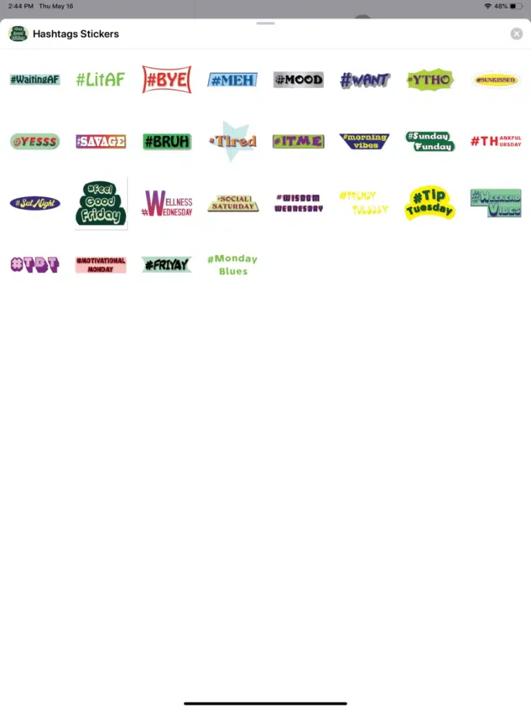 Ảnh chụp màn hình của Hashtags Stickers iPad 