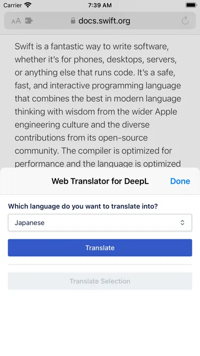 Screenshot di Web Translator for DeepL