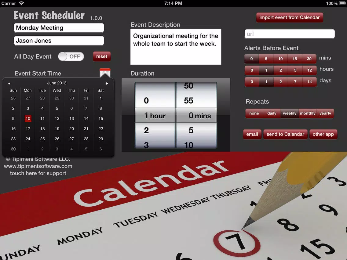 ภาพหน้าจอของ event scheduler free - ics file maker iPad 