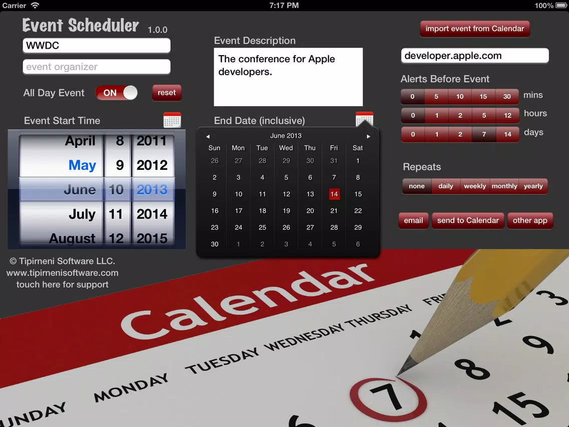 ภาพหน้าจอของ event scheduler free - ics file maker iPad 