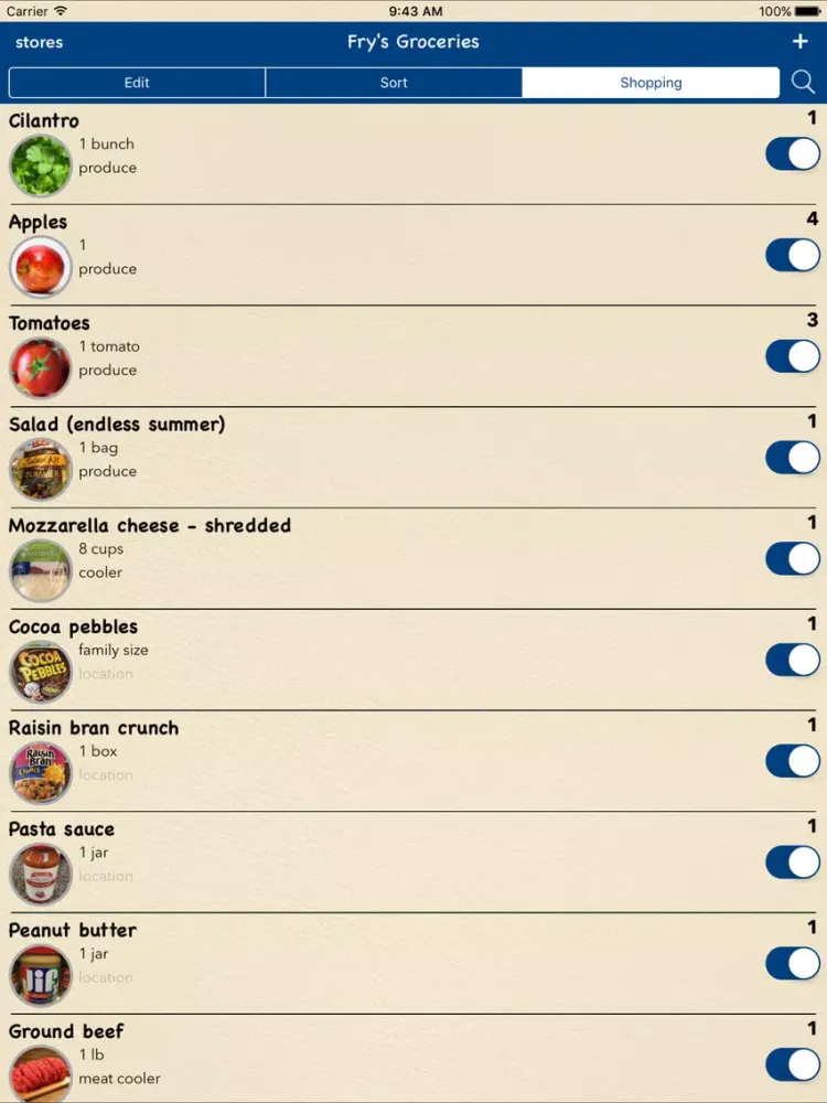 Zrzuty ekranu Shared Family Shopping List iPad 