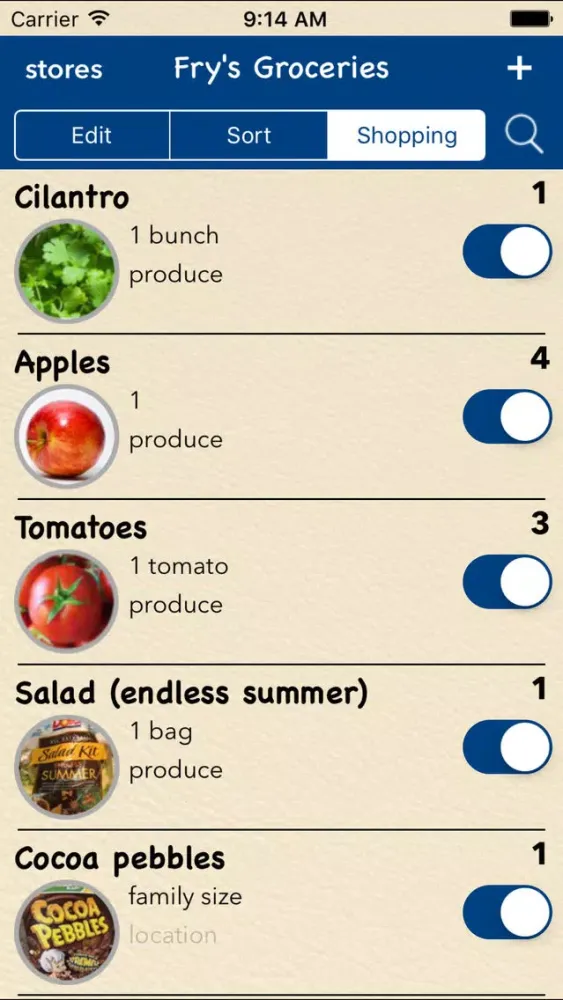 Zrzuty ekranu Shared Family Shopping List