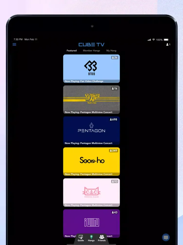 Capturas de tela do Cube TV on Hangtime iPad 