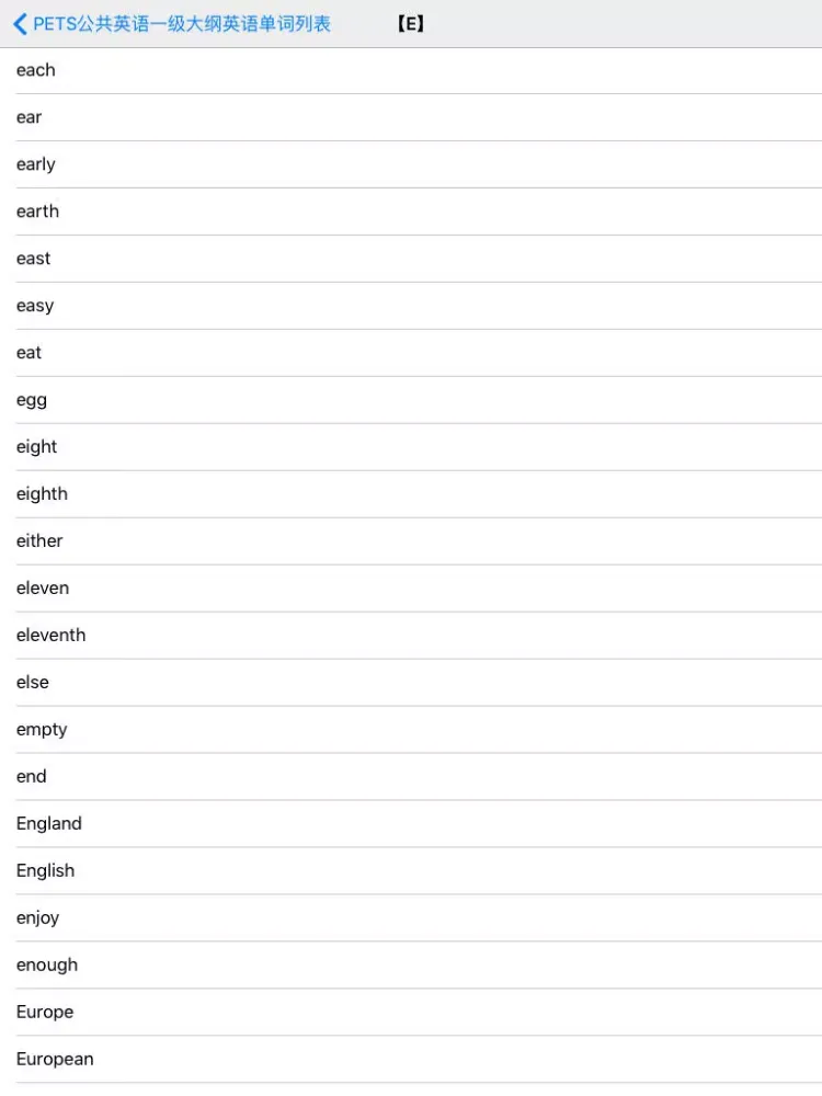 PETS公共英语一级大纲英语单词－大学英语 iPad  Screenshots