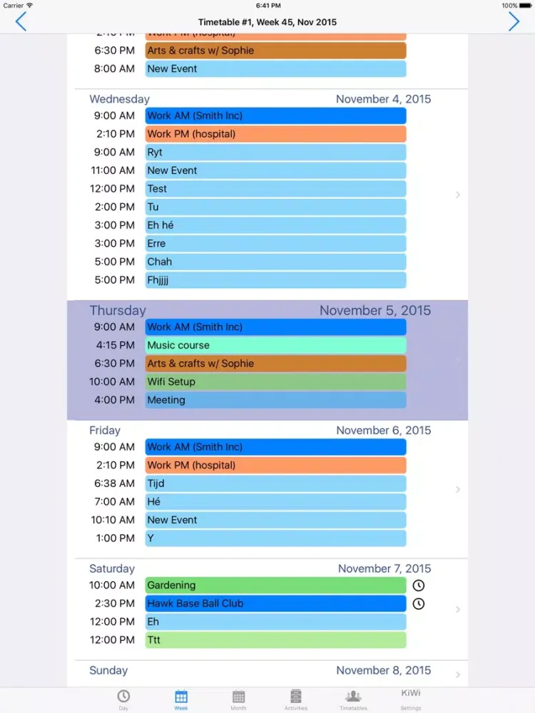 TimeTables & Calendars iPad  سکرین شاٹس