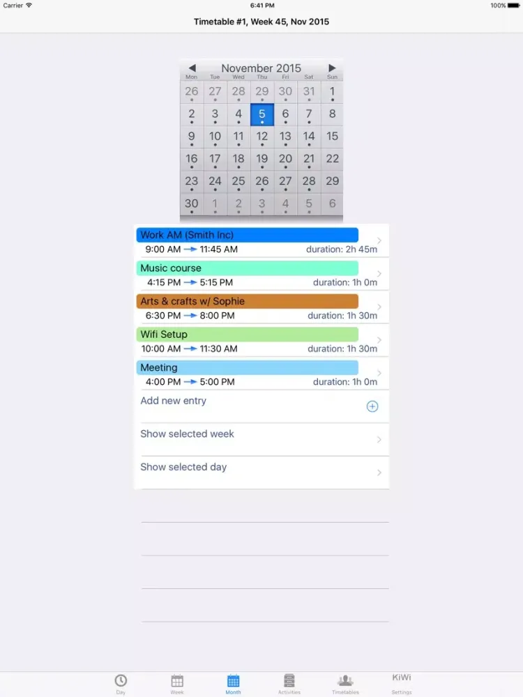 TimeTables & Calendars iPad  سکرین شاٹس