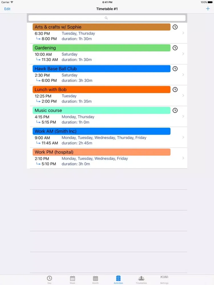 TimeTables & Calendars iPad  سکرین شاٹس
