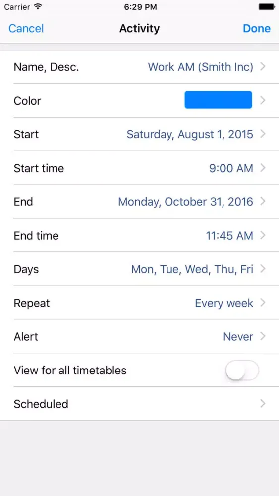 TimeTables & Calendars سکرین شاٹس