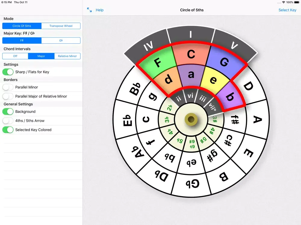 Capturas de tela do Circle of 5ths/4ths iPad 