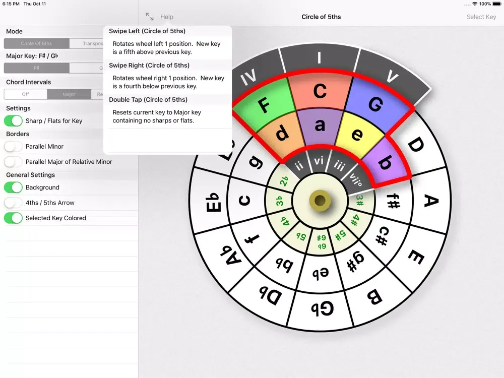 Capturas de tela do Circle of 5ths/4ths iPad 