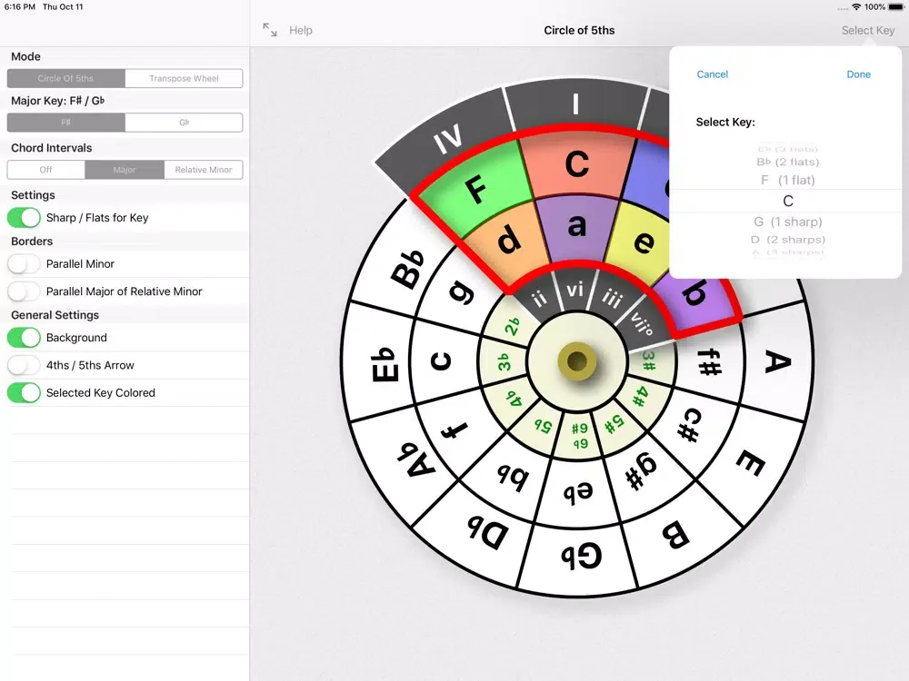 Capturas de tela do Circle of 5ths/4ths iPad 