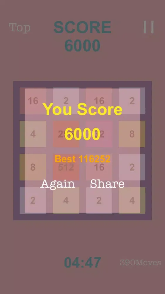 Captures d'écran de 2048~ No ads! Auto save! Can undo!