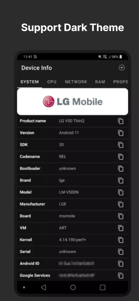 Android System Info Screenshots