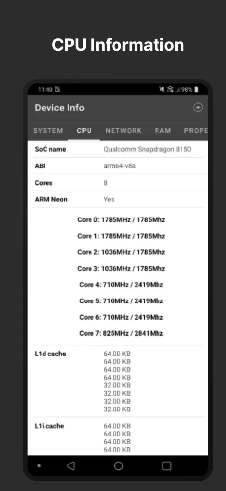 Android System Info Screenshots
