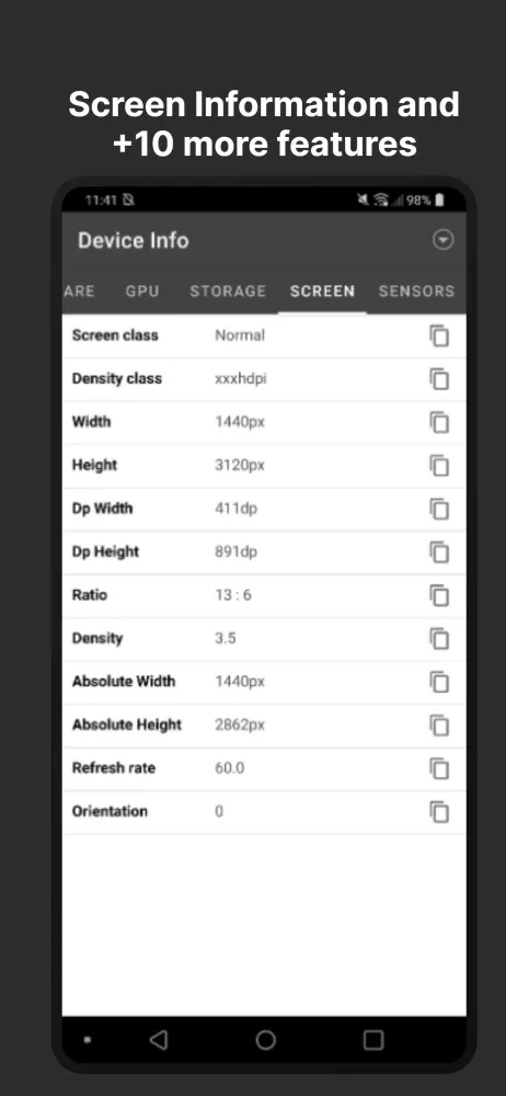 Android System Info Screenshots