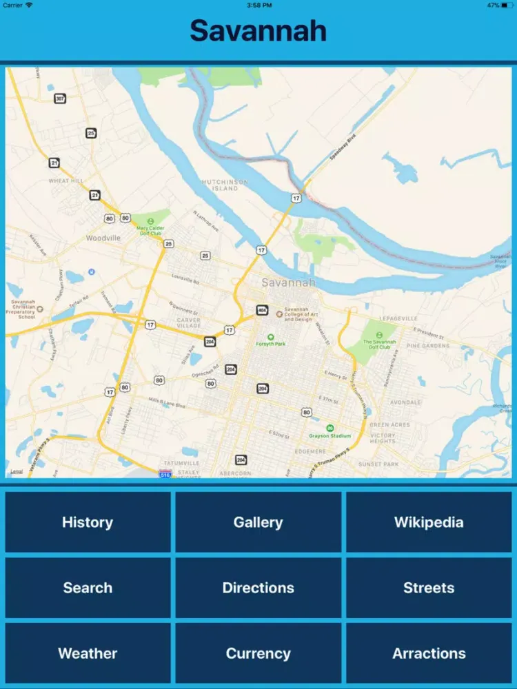 Savannah USA Tourist Places iPad  Screenshots