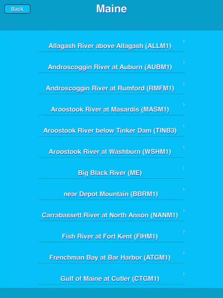Capturas de pantalla de US Rivers Weather Forecast from NOAA iPad 