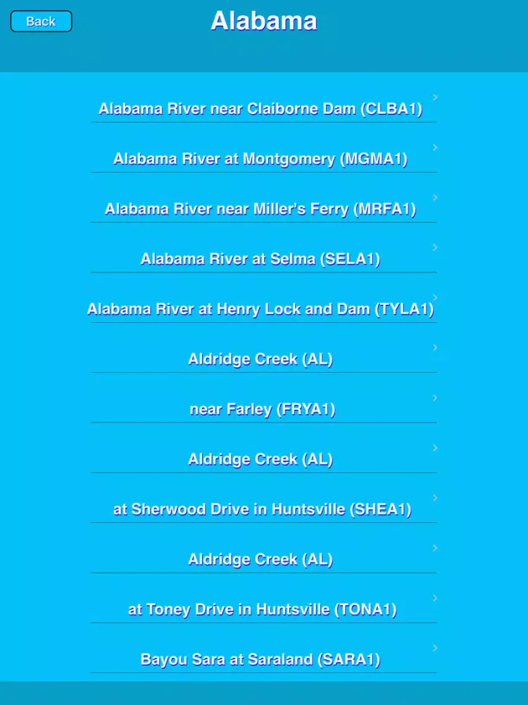Capturas de pantalla de US Rivers Weather Forecast from NOAA iPad 