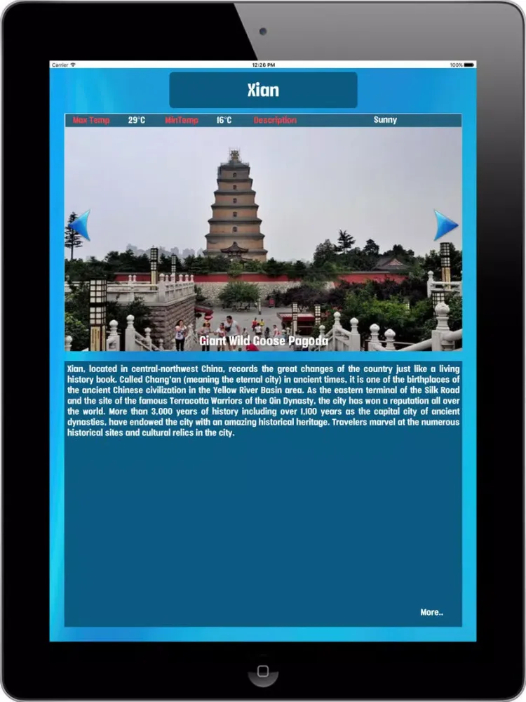 Xian China, Tourist Attractions around the City iPad  Screenshots