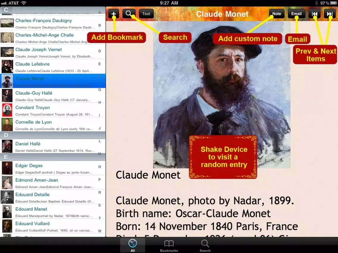 Capturas de pantalla de French Painters Bible iPad 