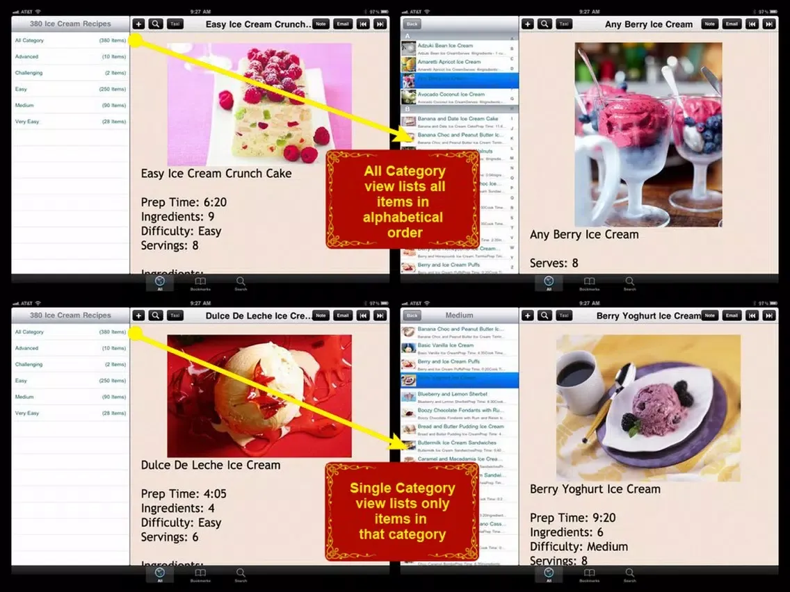 380 Ice Cream Recipes iPad  Screenshots
