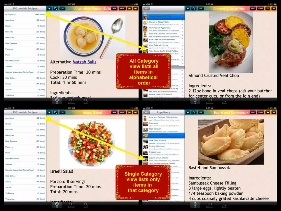 Zrzuty ekranu 250 Jewish Recipes iPad 