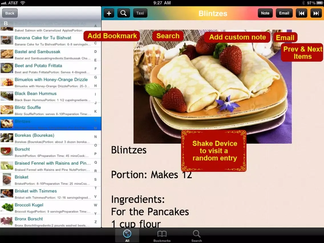Zrzuty ekranu 250 Jewish Recipes iPad 