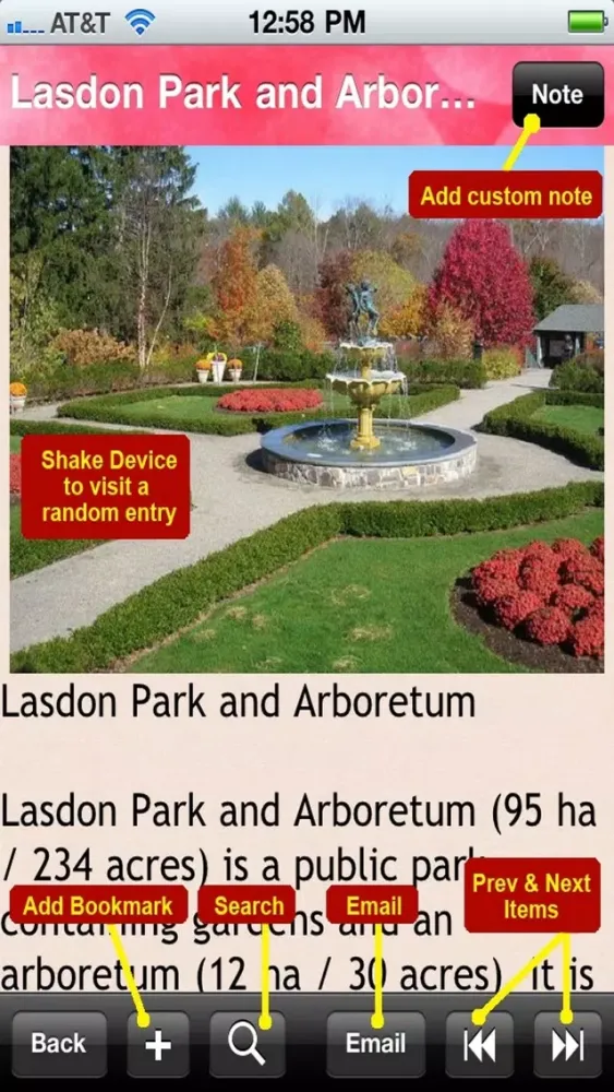 Screenshot di List of Gardens in the US