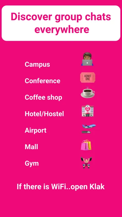 Klak: shared WiFi group chat應用截圖
