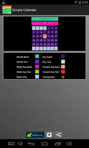 Simple Calendar Widget Screenshots