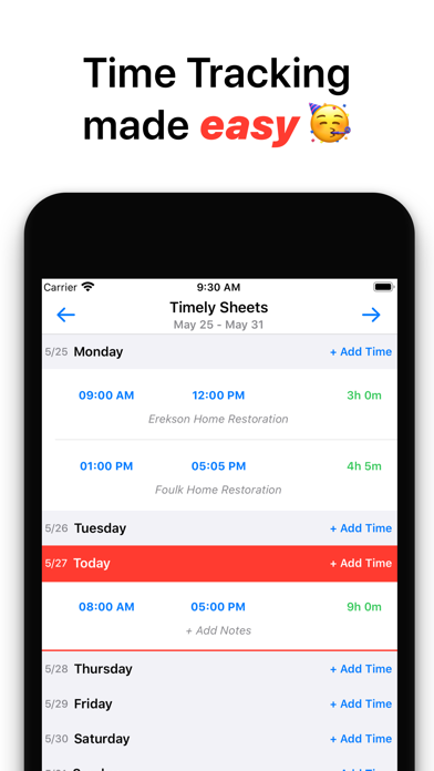Capturas de tela do Timely Sheets