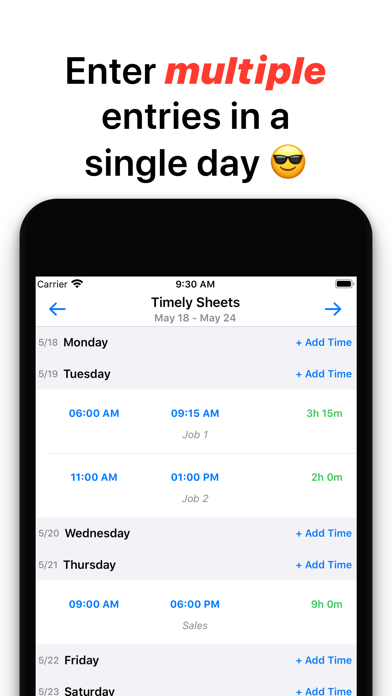 Capturas de tela do Timely Sheets