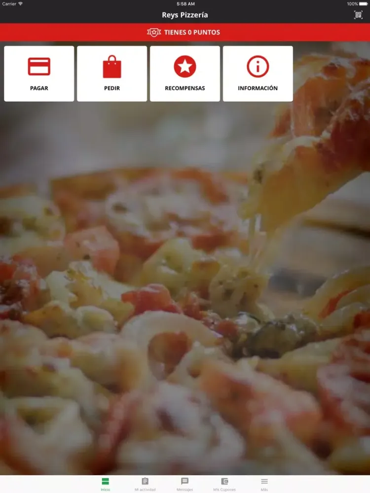 Tangkapan layar Reys Pizzería iPad 