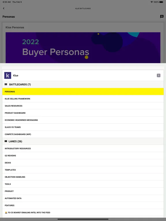 Klue - Competitive Enablement iPad  Screenshots