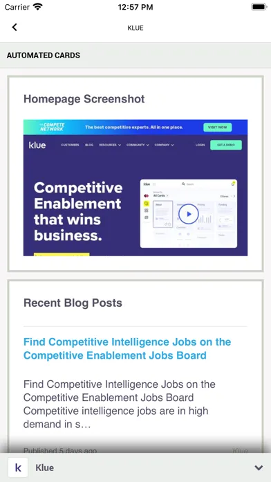 Klue - Competitive Enablement Screenshots