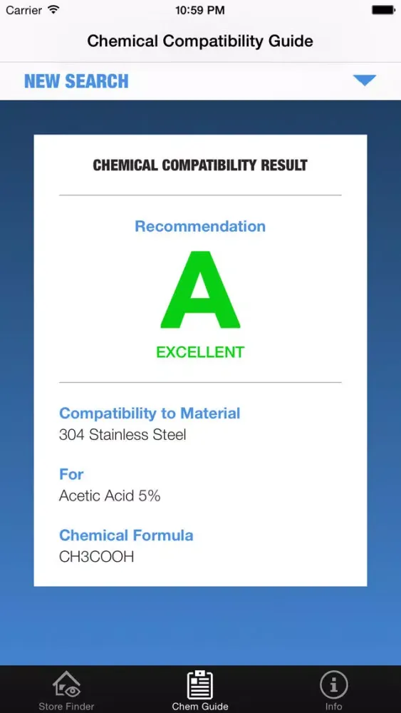 Скриншоты Harrington Chemical Guide for Piping Systems