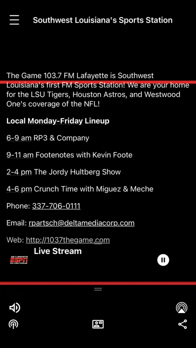 ภาพหน้าจอของ ESPN 103.7 Lafayette