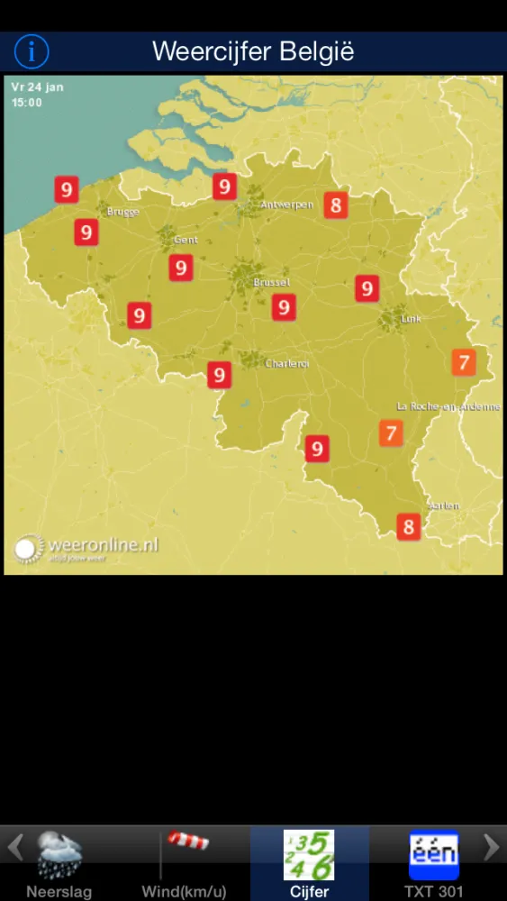 Tangkapan layar Weer & Zo België