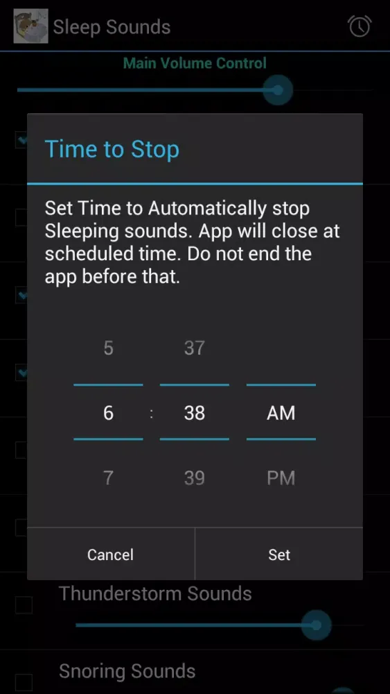 Tangkapan skrin Sleep Sounds