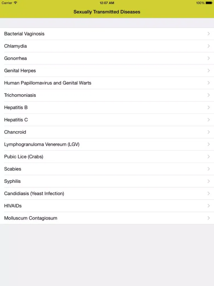 Sexually Transmitted Diseases Free iPad  سکرین شاٹس