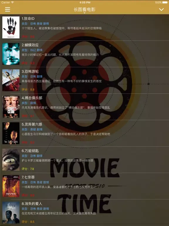 Capturas de pantalla de 长图看电影 · 图解恐怖悬疑烧脑大片影院 iPad 