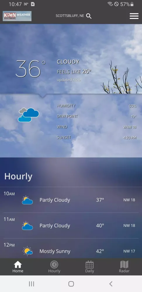 Ảnh chụp màn hình của KGWN Scottsbluff Weather