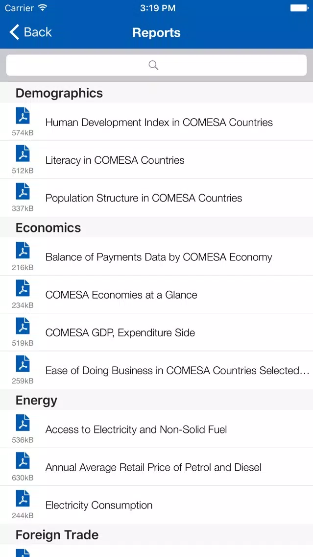 Zrzuty ekranu COMESA Executive Monitor
