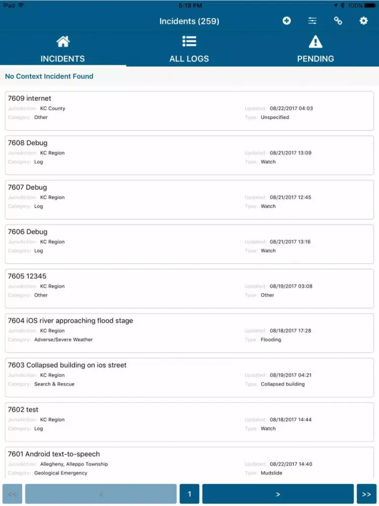 Zrzuty ekranu Incident Mobile Management iPad 